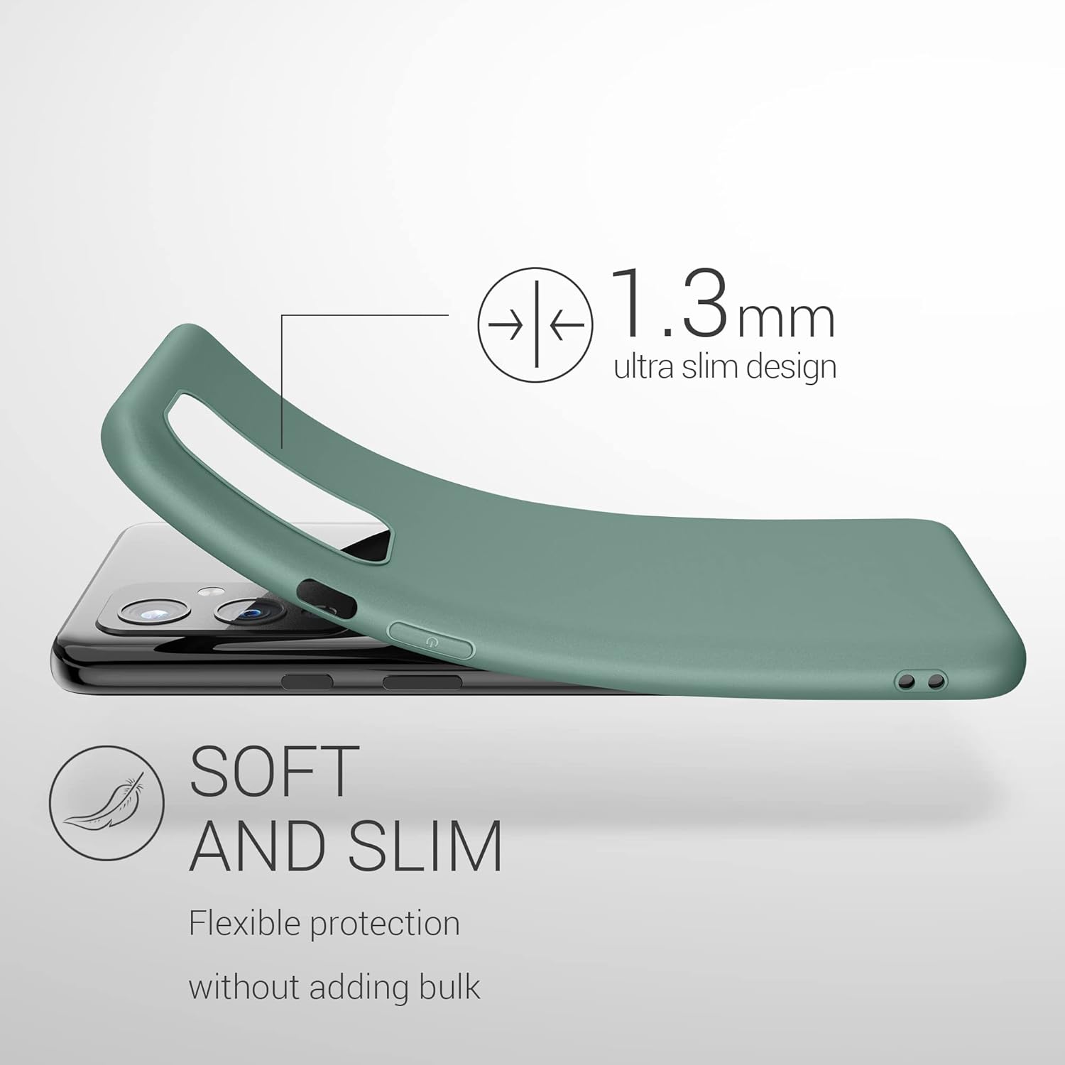 kwmobile Funda compatible con OnePlus 9 (versión EUNA) – Funda protectora de silicona TPU suave y delgada – Verde bosque