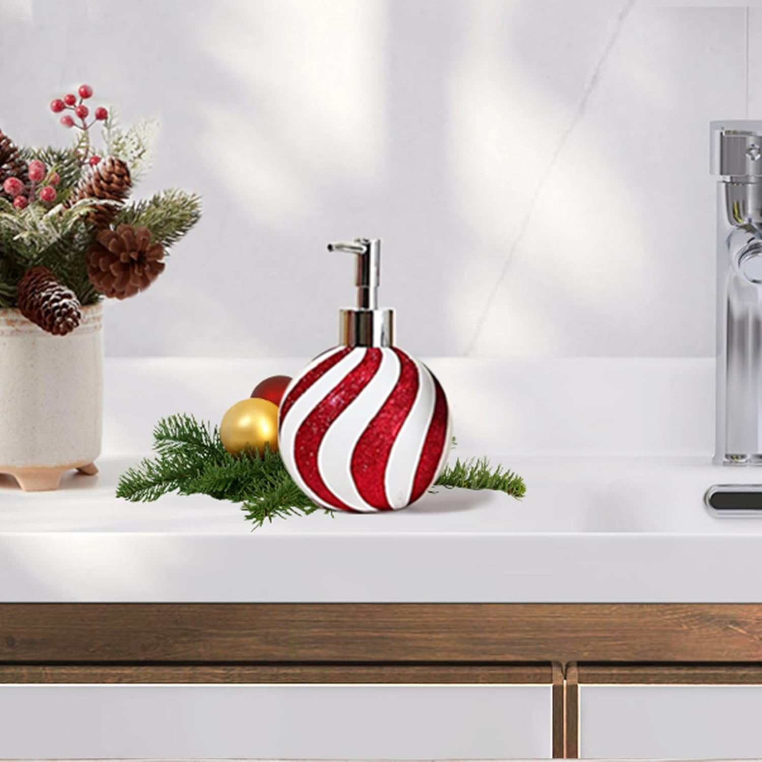 Dispensador de jabón navideño para baño, dispensador de jabón líquido de manos para cocina, 12 onzas