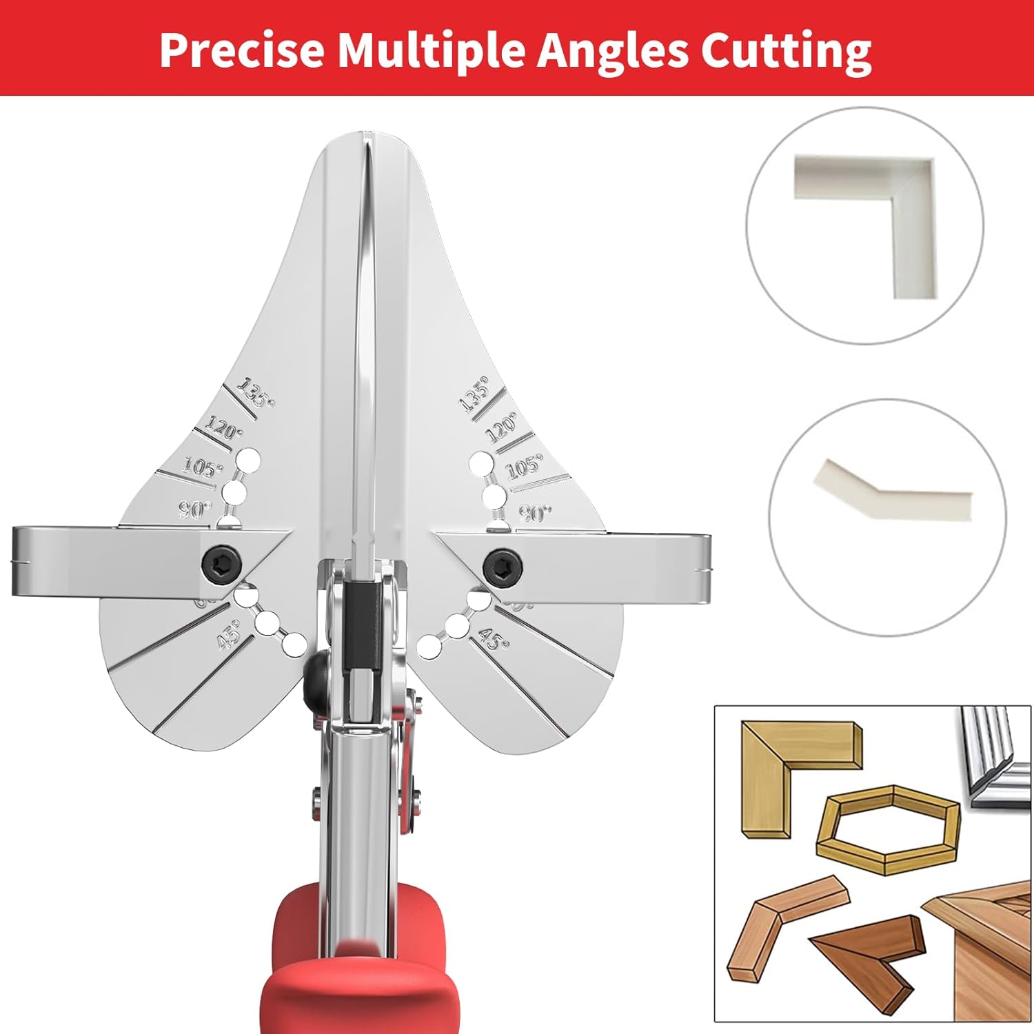 GARTOL Tijeras de inglete de trinquete para corte angular, corte multiángulo de 45-135 grados para madera blanda, PVC, MDF (HD-3100-S, Classic, 1,