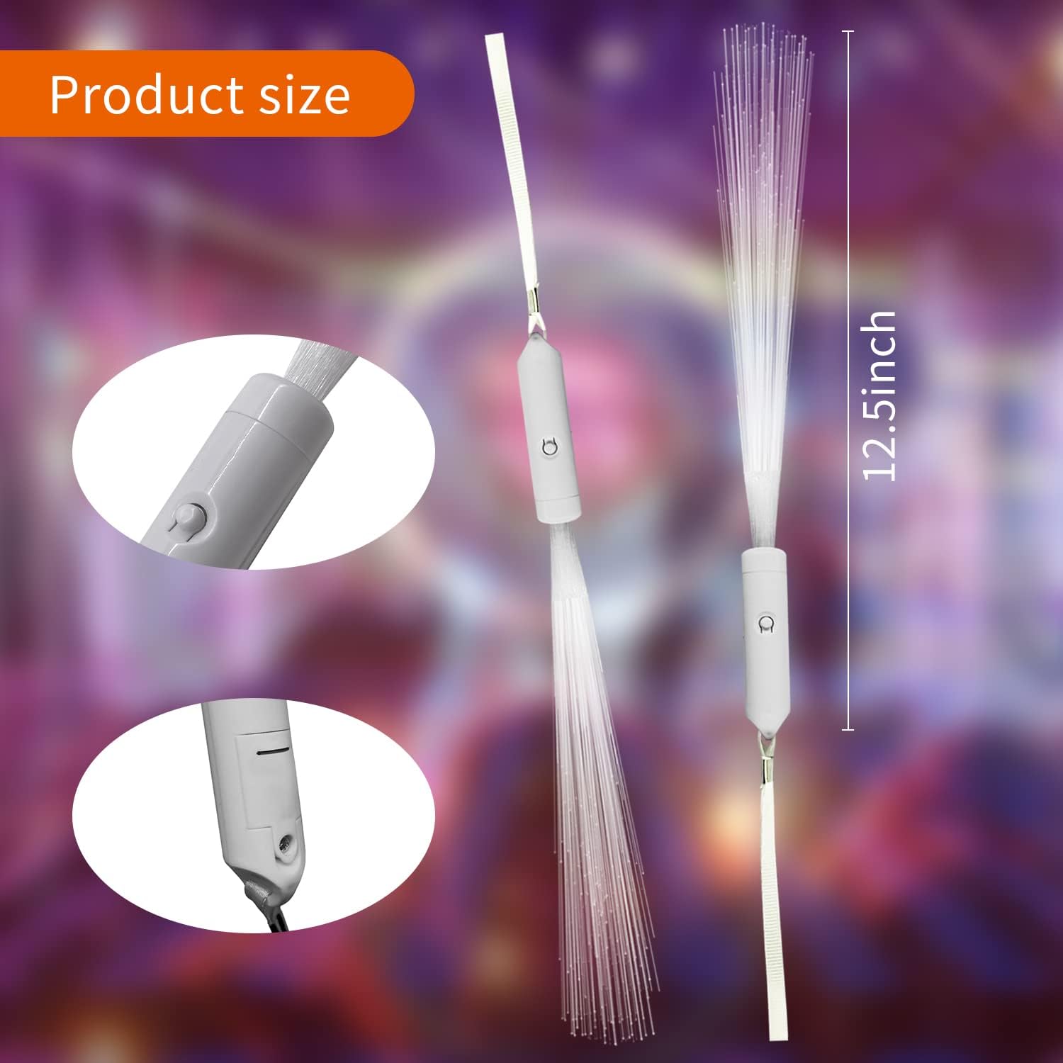 SZHFU Varitas luminosas para fiestas infantiles, varitas de fibra óptica blanca con luz LED, 3 modos de luz intermitentes, para despedida de