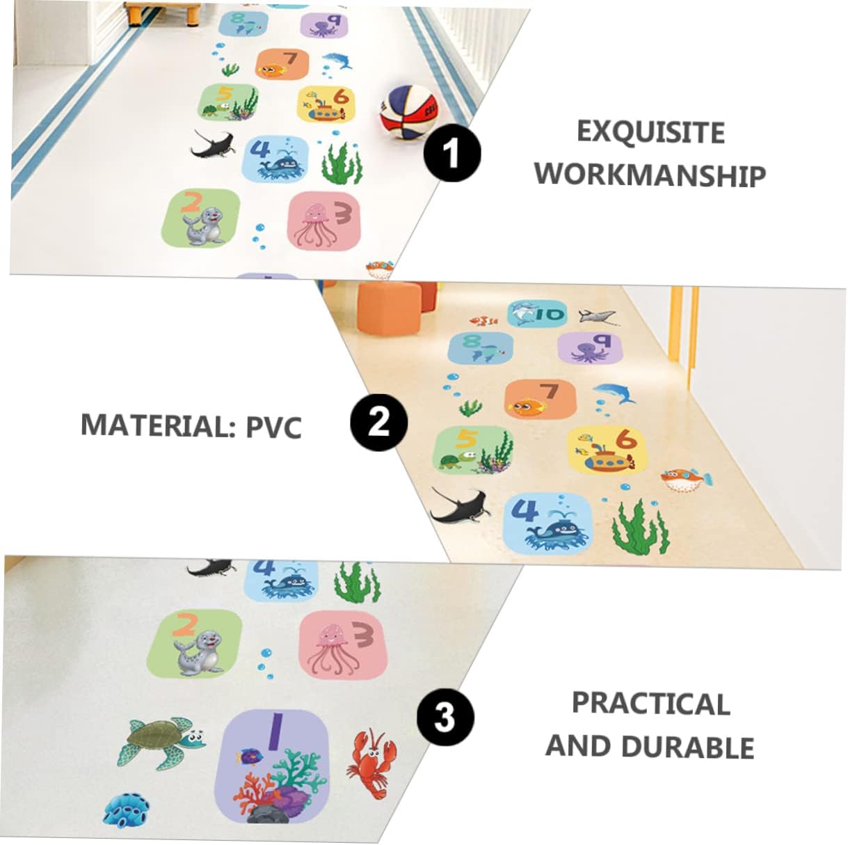 SAFIGLE 1 hoja de pegatinas decorativas de Hopscotch Game Sticker Animales Digital Hopscotch Game Rugs Nursery Room Pegatinas de suelo Pegatina de