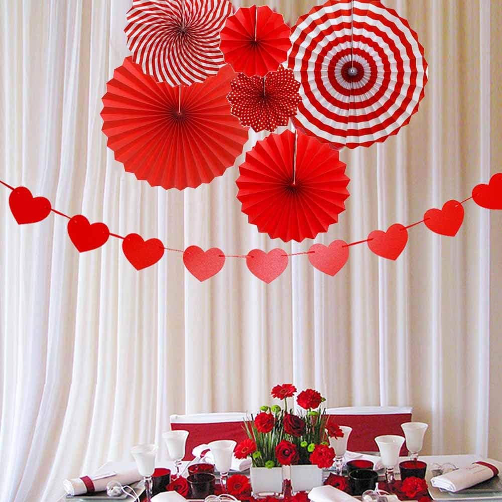 Hola Fiesta  Abanicos de papel para celebraciónbodacumpleañoscarnavalfiesta de bienvenidadecoraciones de Feliz Navidad, rojo, juego de 12