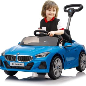 Automóvil de empuje para niños de 1 a 5 años, auto de empuje BMW Z4 con licencia con varilla de empuje ajustable, música de bocina, rueda Automóvil de empuje para niños de 1 a 5 años, auto de empuje BMW Z4 con licencia con varilla de empuje ajustable, música de bocina, rueda