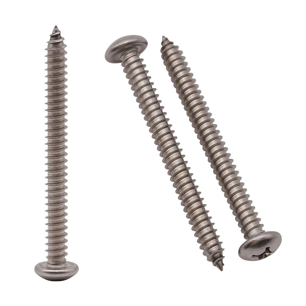 #14 x 1-12″ (paquete de 30) Tornillos de madera Phillips de acero inoxidable, acero inoxidable 304 (18-8), tornillos de chapa de cabeza plana