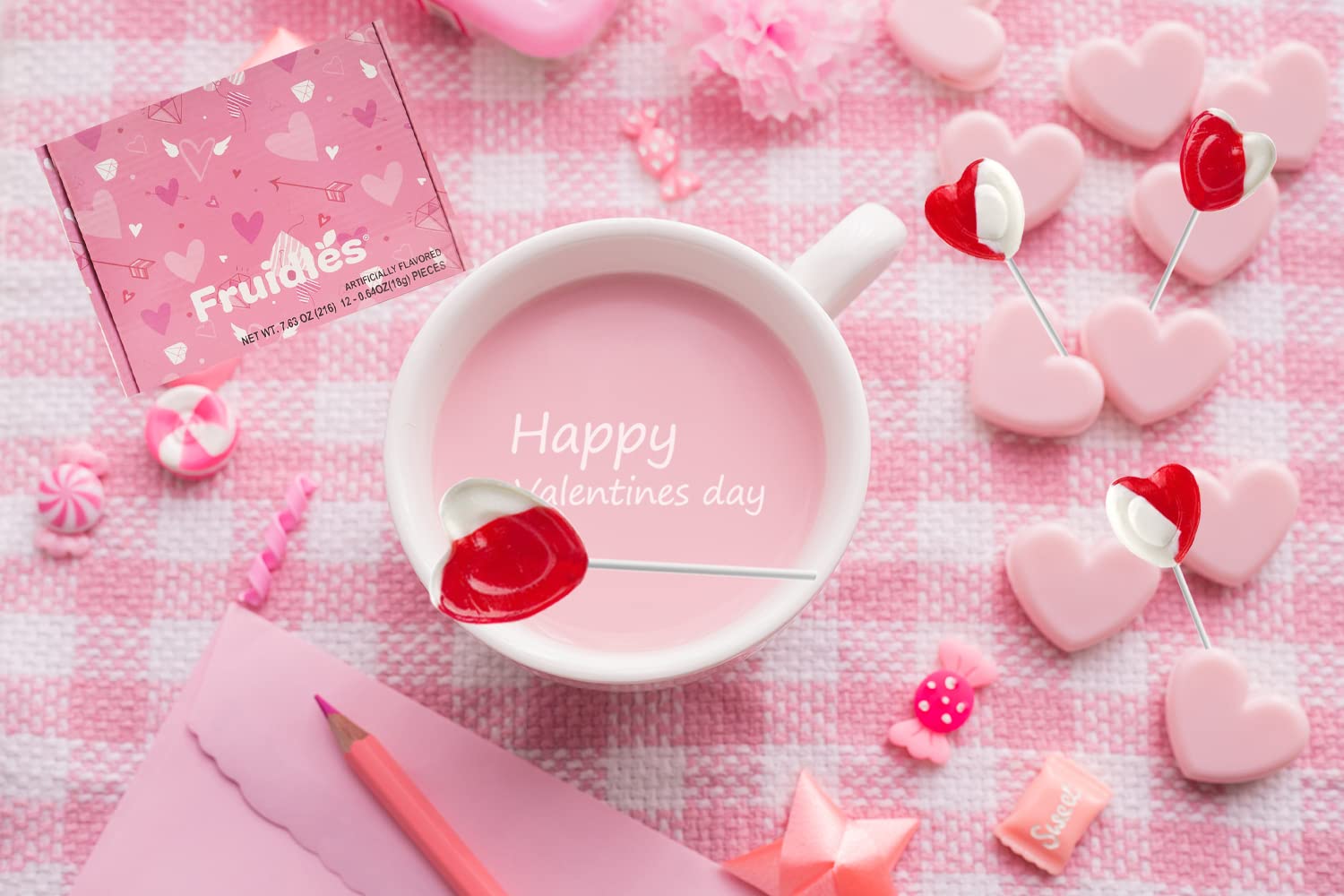 The Dreidel Company Paletas para el día de San Valentín con forma de corazón rojo sabor fresa y crema, envueltas individualmente (media libra),