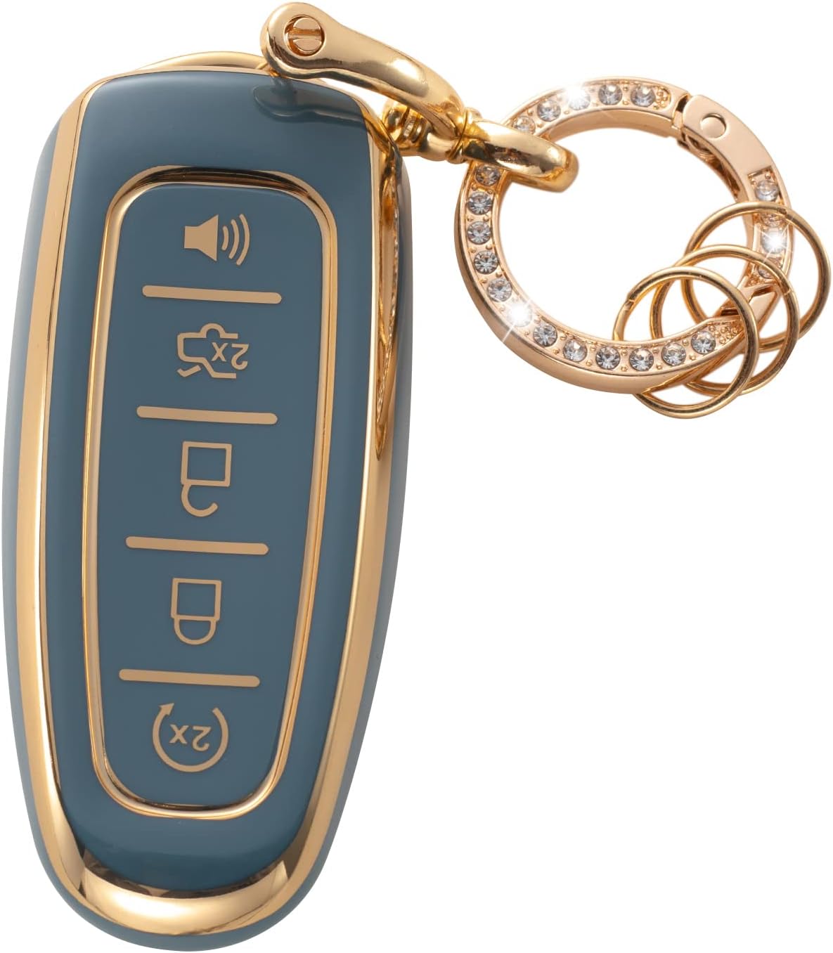 Gematay Funda para llavero Ford con llavero, funda para llave para Ford C-Max Edge Escape Expedition Explorer Flex Focus Taurus Lincoln MKS MKT MKX