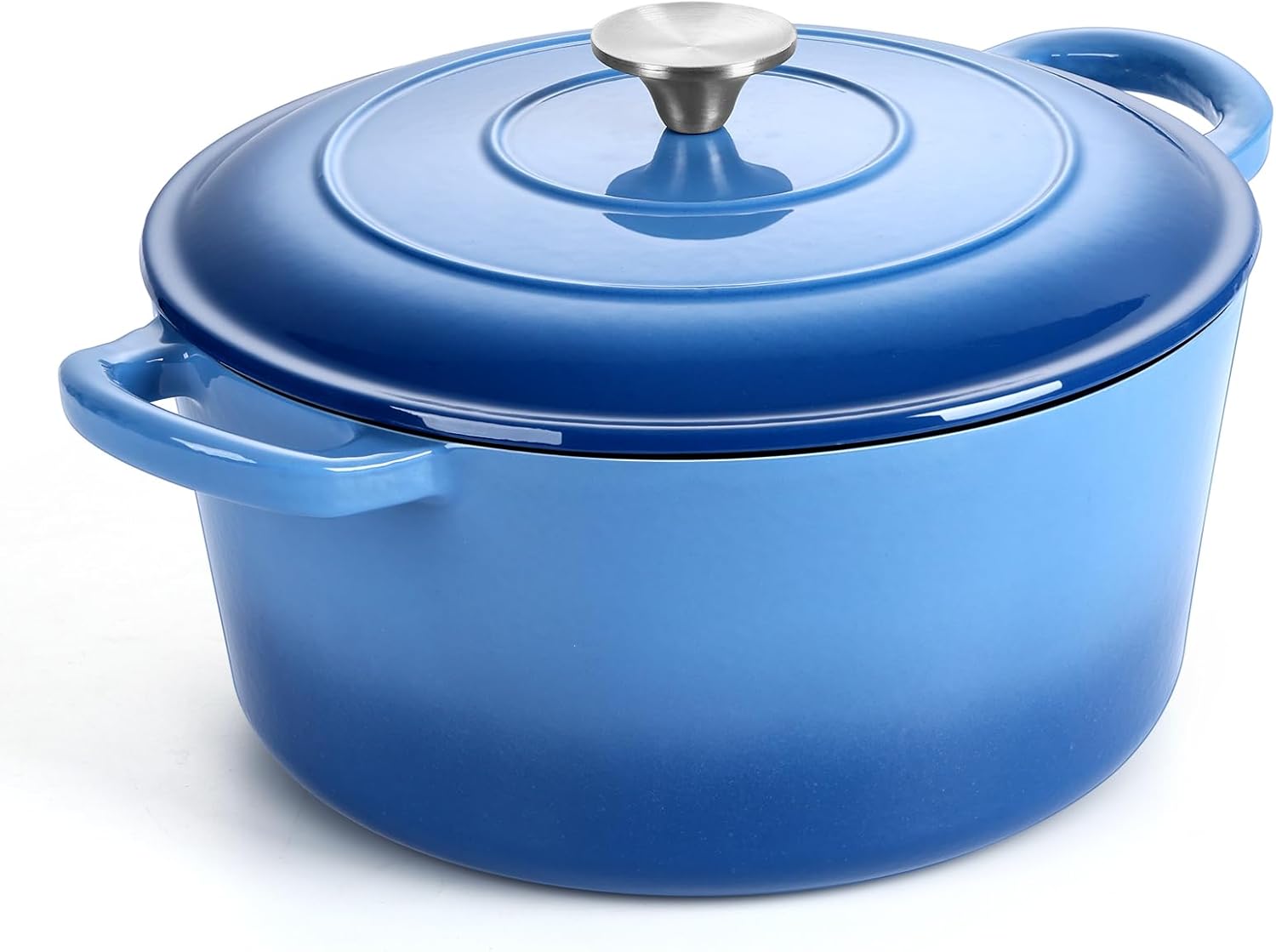 P&P CHEF – Horno holandés esmaltado de 6 cuartos de galón con tapa, olla de horno holandés de hierro fundido, olla redonda esmaltada para estofar,