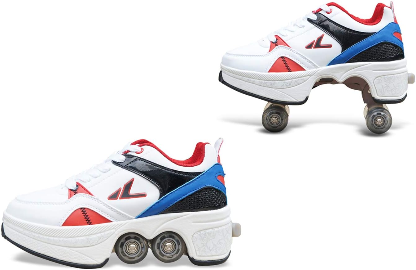 Zapatos para parkour con cuatro ruedas de patines, zapatos para correr, 38