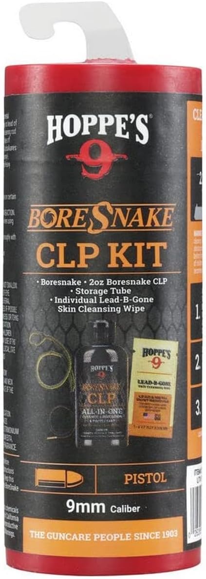 Hoppes Boresnake CLP Kit de limpieza para pistola de 0.354 in, serpiente de pistola para kit de limpieza de pistola