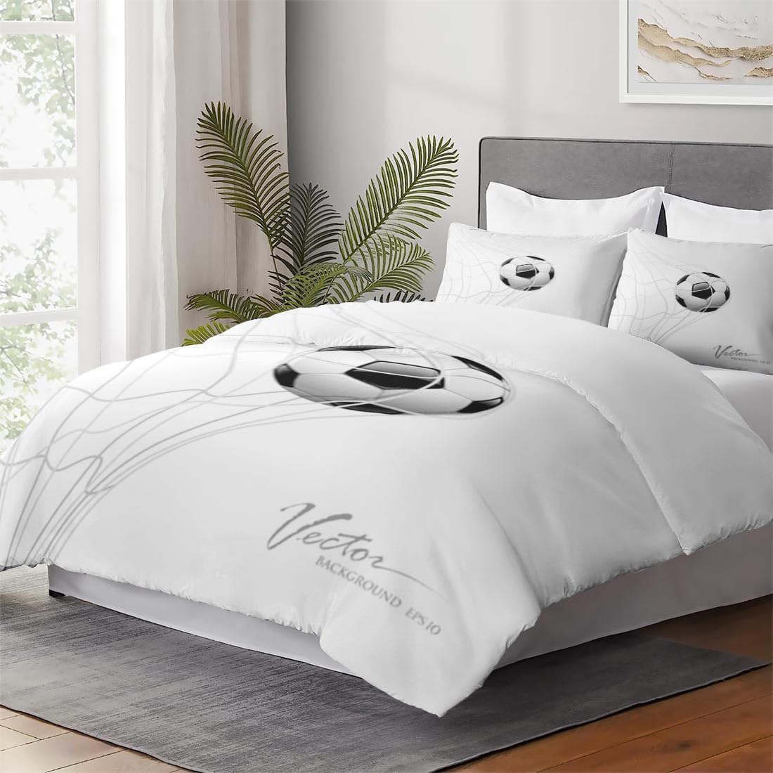 Juego de funda de edredón, juego de ropa de cama de fútbol verde y azul para decoración de dormitorio de niños y adultos, juego de funda de edredón