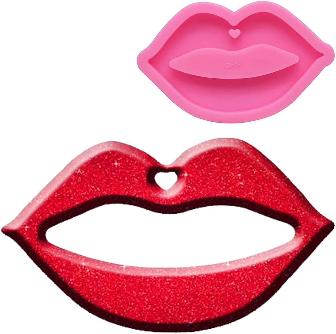 OHAOLYLE 3 moldes de gel de sílice para labios, forma de boca, moldes de resina epoxi con agujero para decoración de llavero, colgante, bricolaje,