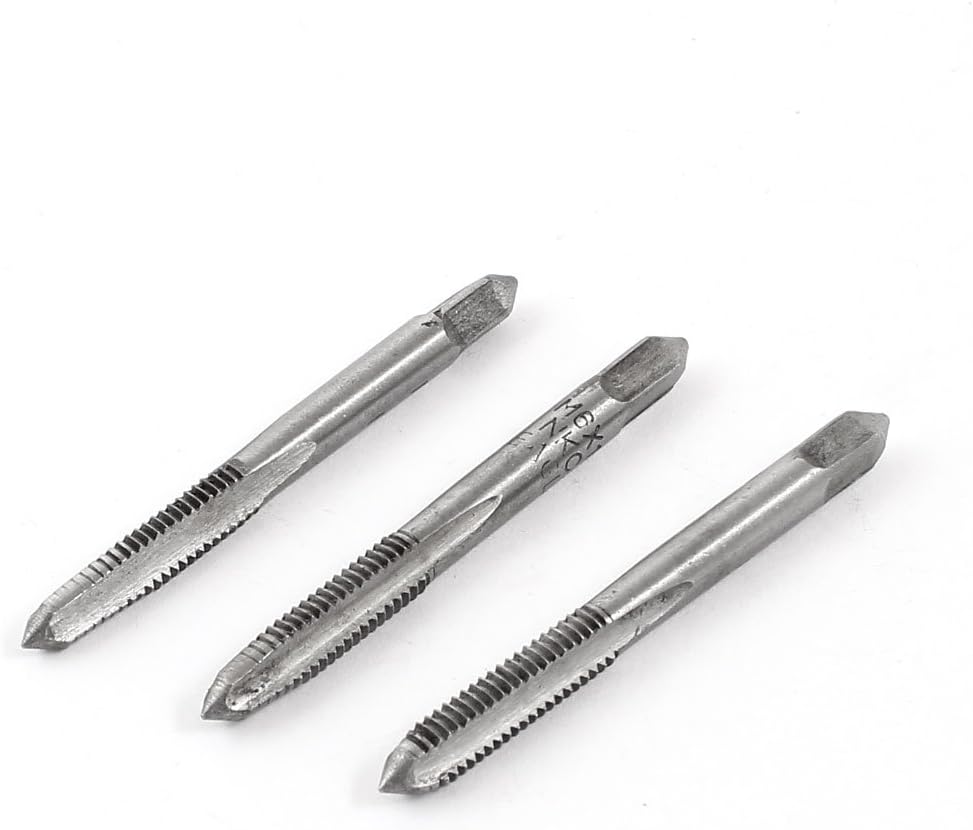 uxcell 3 piezas reemplazables M6x1.0 HSS flauta recta plomo mano grifo gris