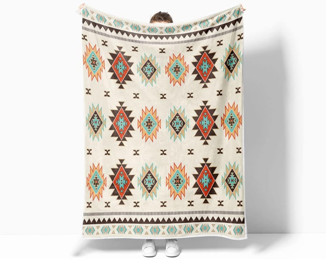 Manta gruesa con peso del suroeste, diseño suroeste de América, estilo bohemio, occidental, acogedora y cálida, manta de franela de forro polar