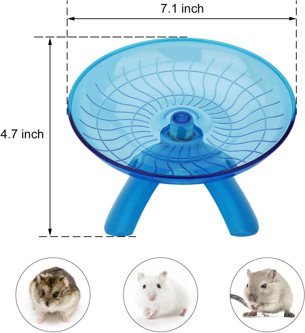 Rueda de hámster silenciosa, rueda de ejercicio para hámster, plato volador para hámsters, jerbos, ratones y otras mascotas pequeñas (azul)