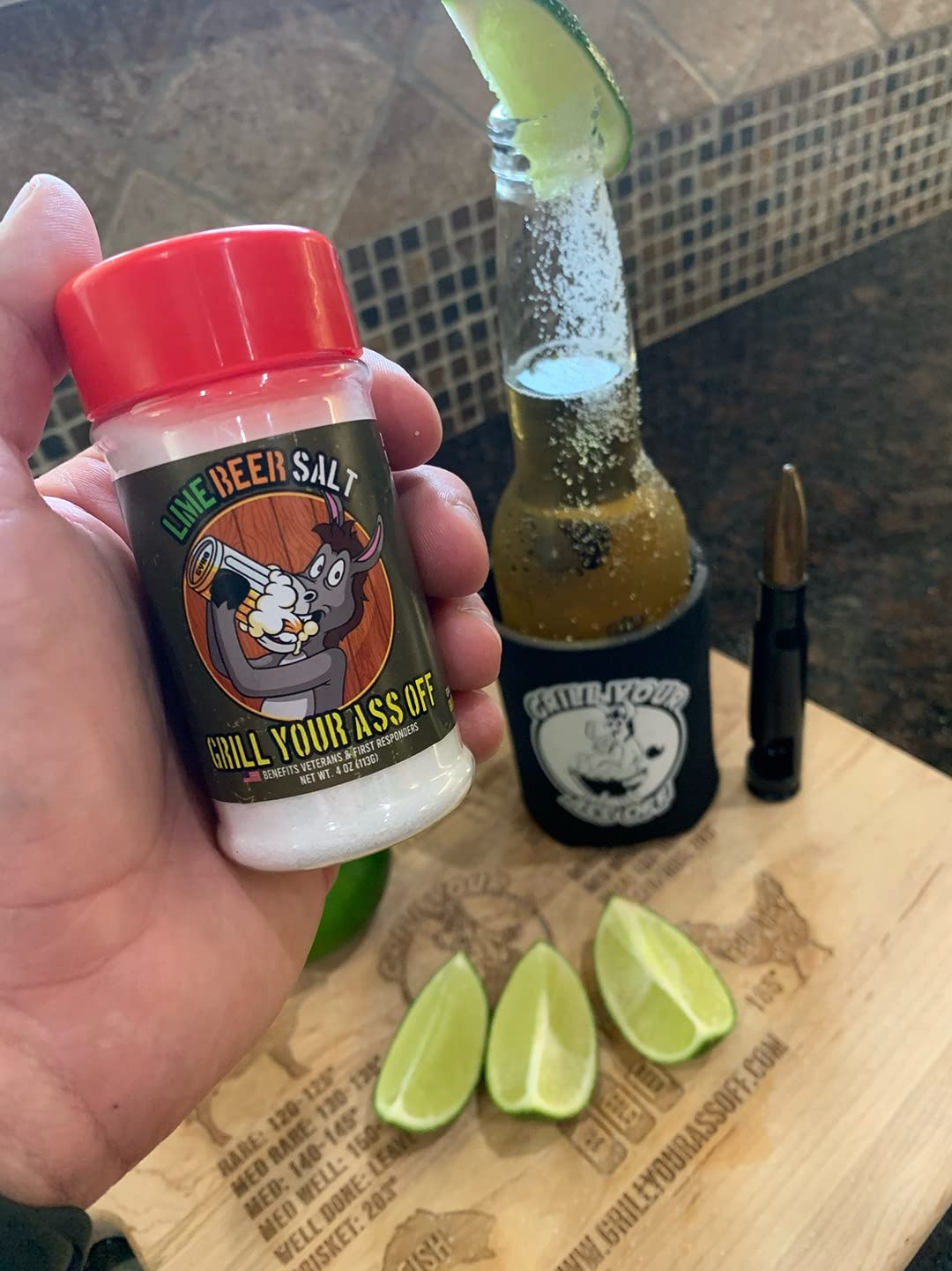Grill Your As* Off – Sal de limón con sabor a lima para cerveza lager nacional, importaciones mexicanas y cervezas de trigo al estilo belga, mezcla
