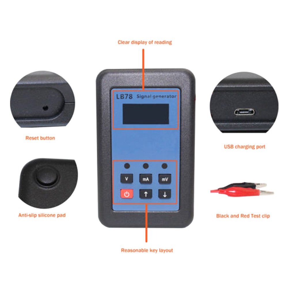 LB78 Generador de señal de pantalla LCD, 4-20mA0-10VmV Resistencia Medidor de voltaje de corriente Voltímetro Fuente de voltímetro Calibrador de