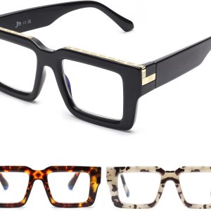JM Paquete de 3 lentes de lectura estilo Oprah para mujeres y hombres, lectores cuadrados con bloqueo de luz azul JM Paquete de 3 lentes de lectura estilo Oprah para mujeres y hombres, lectores cuadrados con bloqueo de luz azul