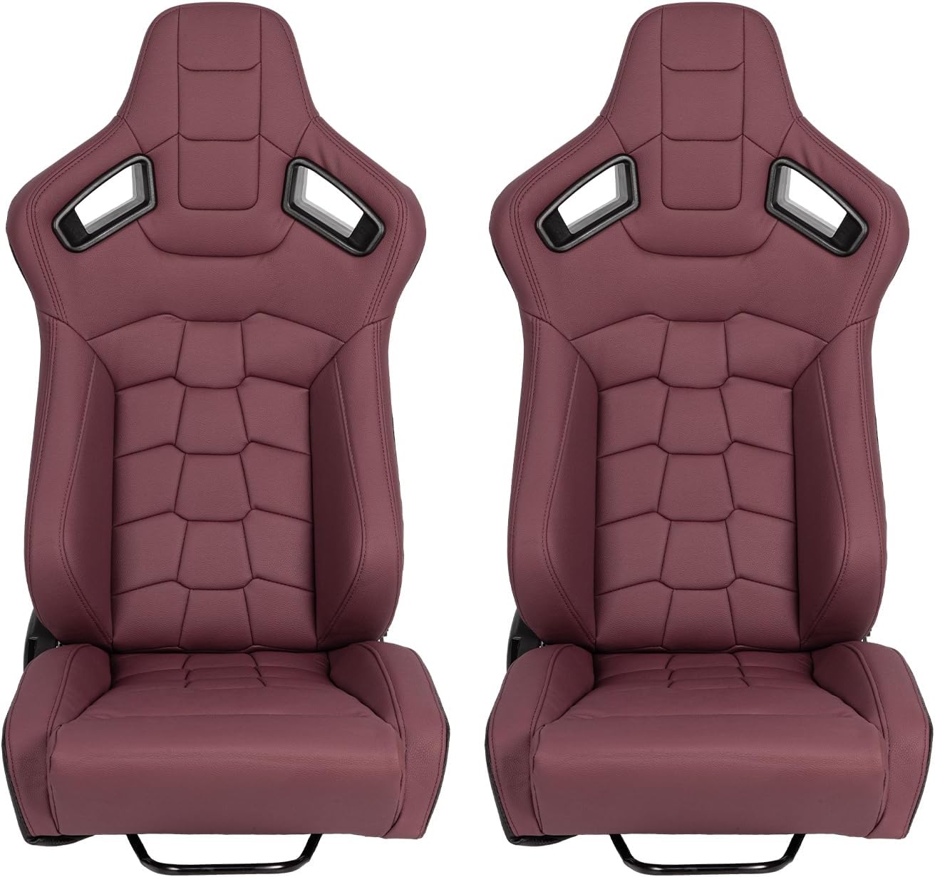 2 asientos de carreras, asientos universales de cuero de PVC con deslizadores de doble bloqueo para ajuste delantero y trasero, asientos de carreras