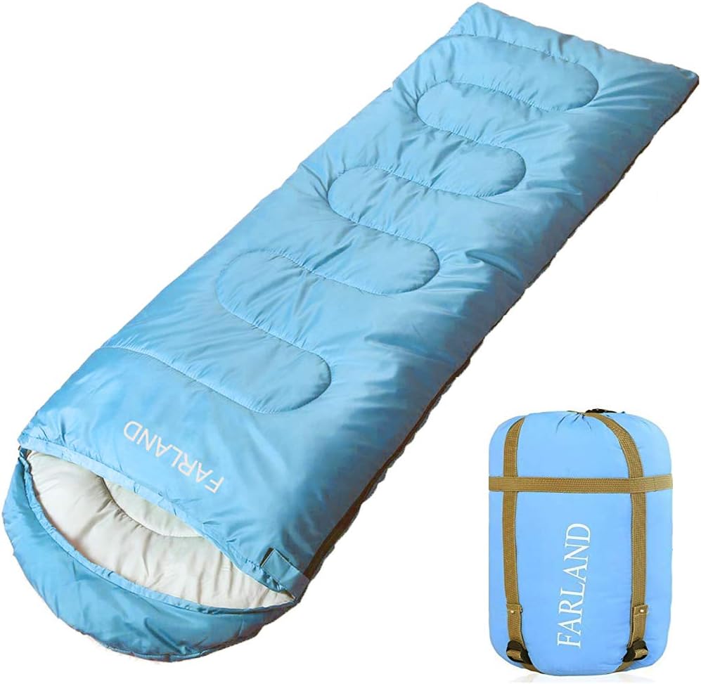 FARLAND Sacos de dormir de 20  para adultos, adolescentes y niños con saco de compresión portátil y ligero para campamento de 3 a 4 estaciones,