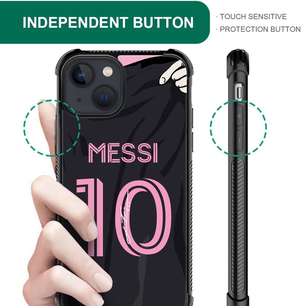 HenOK Funda compatible con iPhone 15 Plus, HS American Soccer Jersey 001, diseño retro con antideslizante, a prueba de golpes, protección de placa