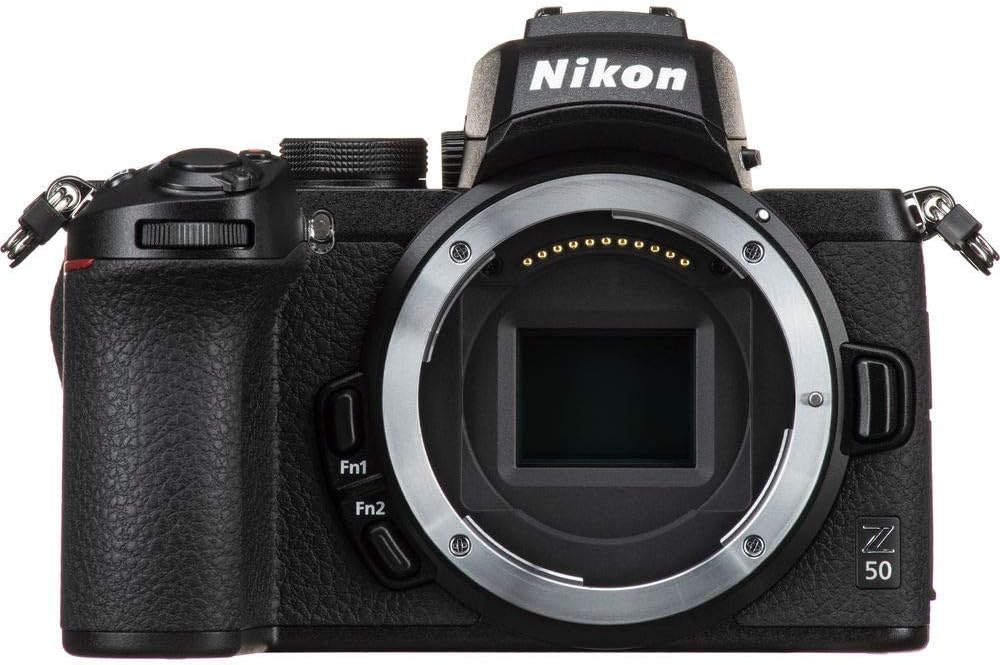 Nikon Cámara digital sin espejo Z 50 (solo cuerpo) (1634) + adaptador de montaje FTZ + 2 baterías EN-EL25 + tarjeta de 64 GB + funda + software