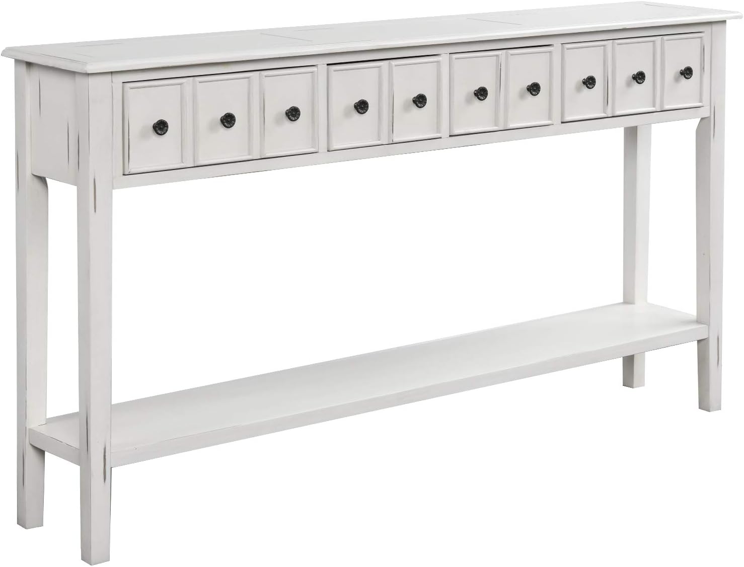 MERITLINE Mesa de entrada larga de madera retro de 60 pulgadas con cajones de almacenamiento, mesa consola estrecha detrás del sofá mesa decorativa