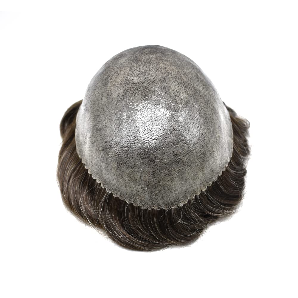 Toupee – Piezas de pelo suave y duraderas para hombres, 100% atadas a mano, sistema de reemplazo de postizo humano real, 8 x 10 pulgadas, piel