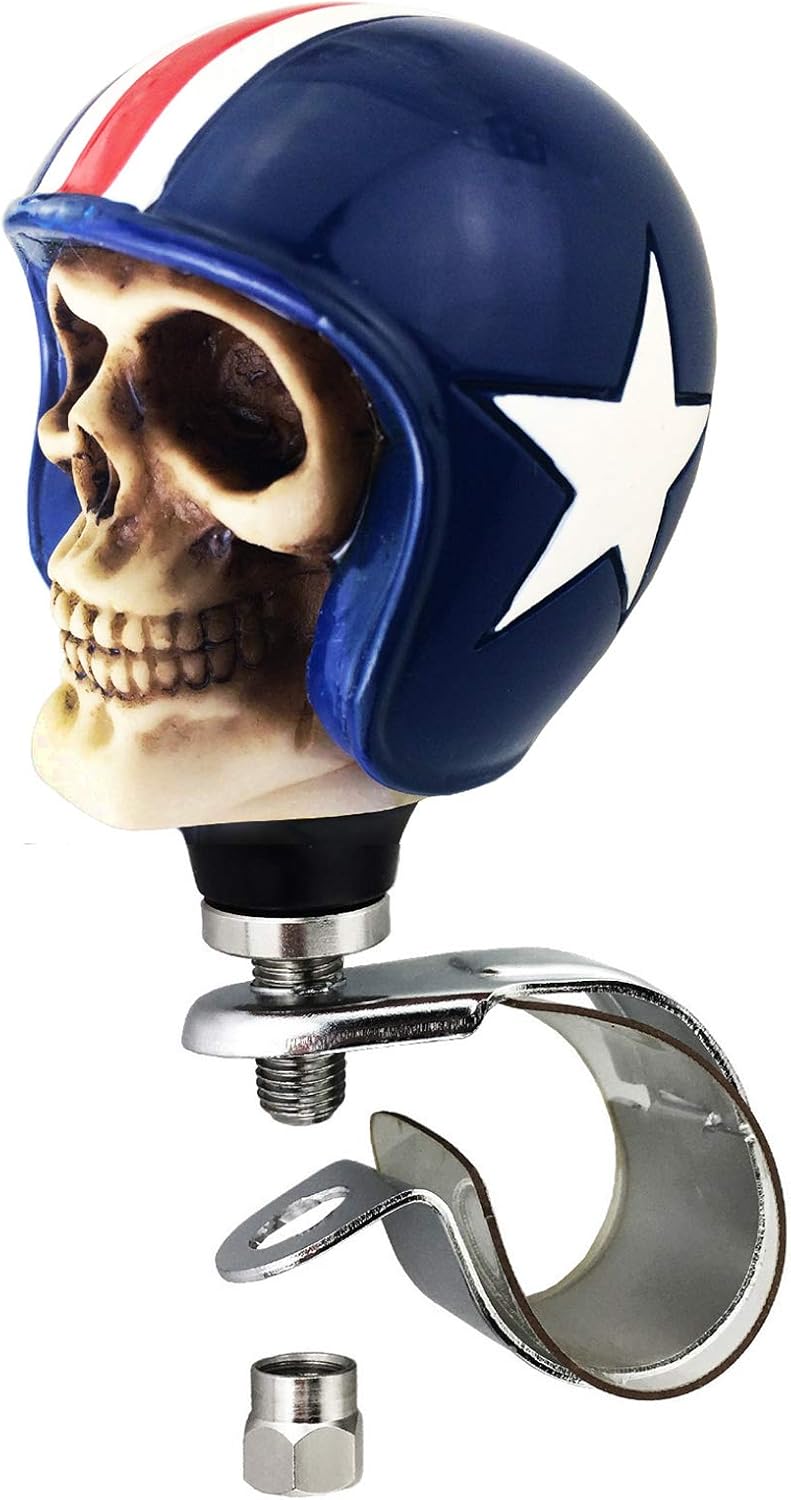 Arenbel Perilla de refuerzo giratoria para automóvil estilo calavera caballero para volante, mango de agarre para control de giro, se adapta a la