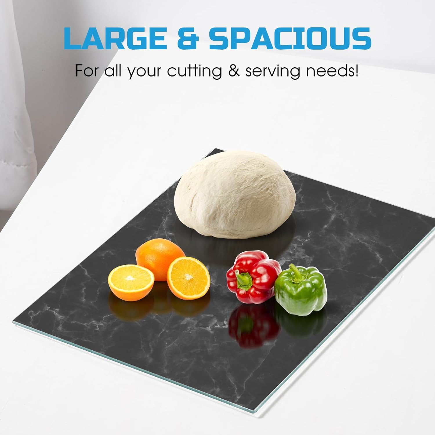 Tabla de cortar de vidrio templado para cocina, tabla de cortar negra de 16 x 12 pulgadas para encimera, tapete decorativo de cocina, resistente a