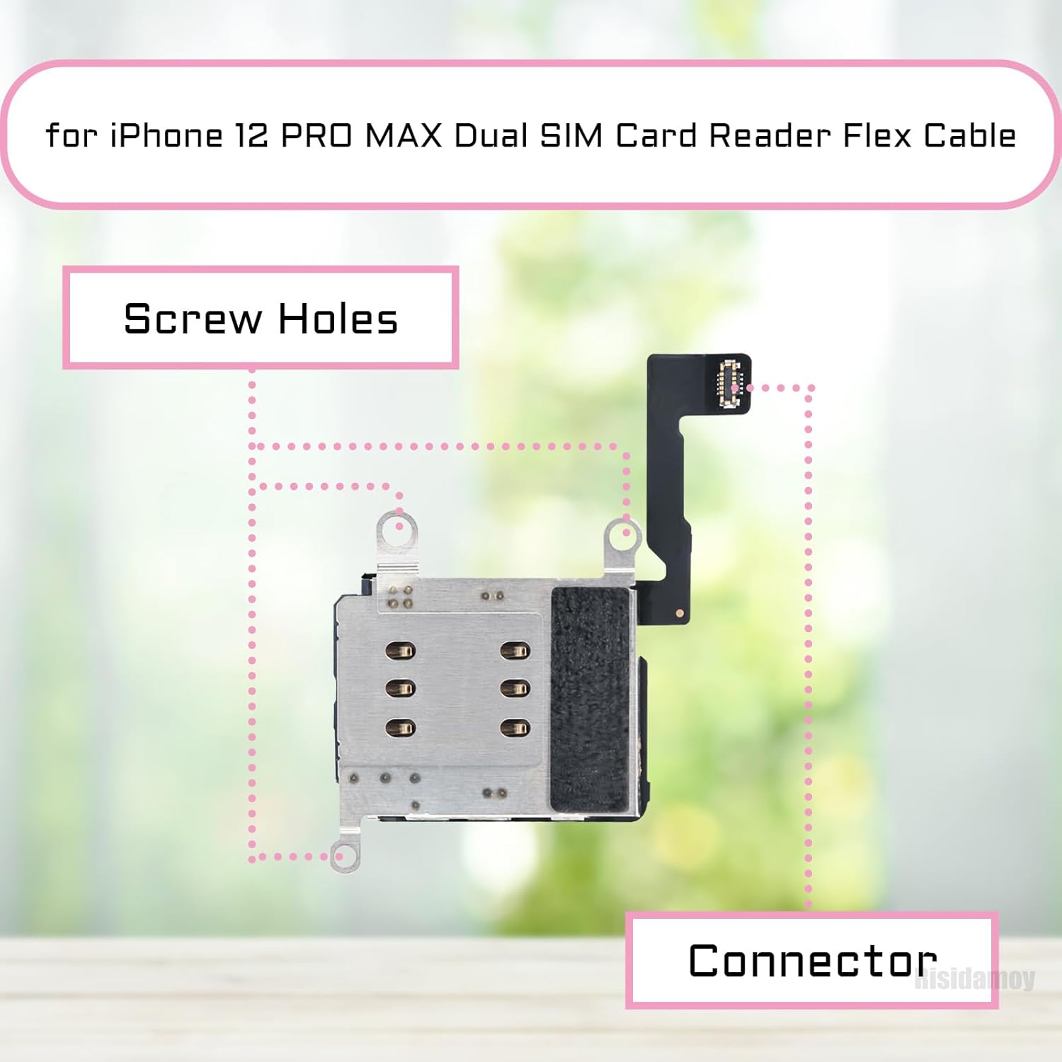Para iPhone 12 PRO MAX Dual SIM lector de tarjetas Flex Cable con Negro y Plata SIM Doble Ranura Bandeja Soporte Adaptador Reemplazo 12PROMAX Sim