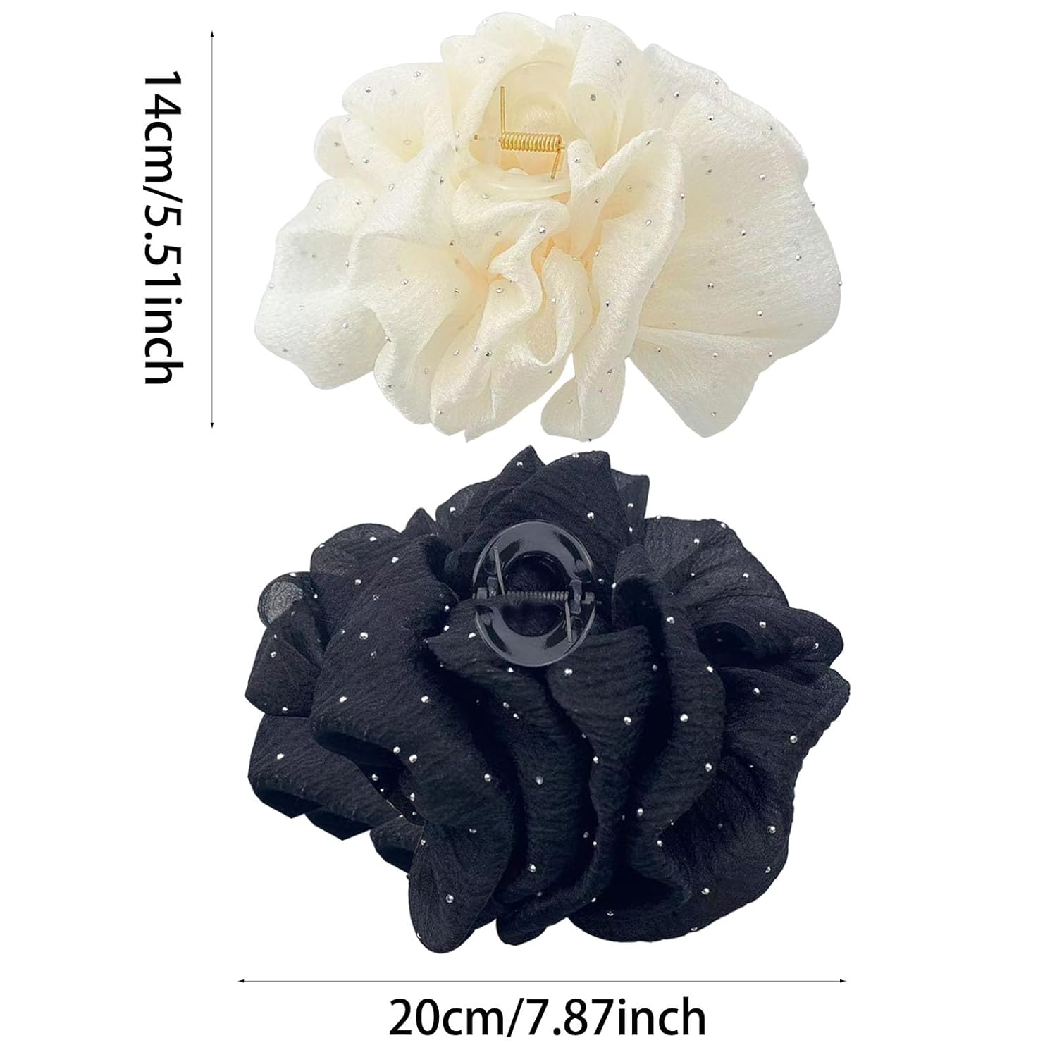 2 pinzas para el cabello de seda, de gasa, pinzas grandes con diamantes de imitación, lazos, pinzas para el cabello, barrtette, accesorios para el