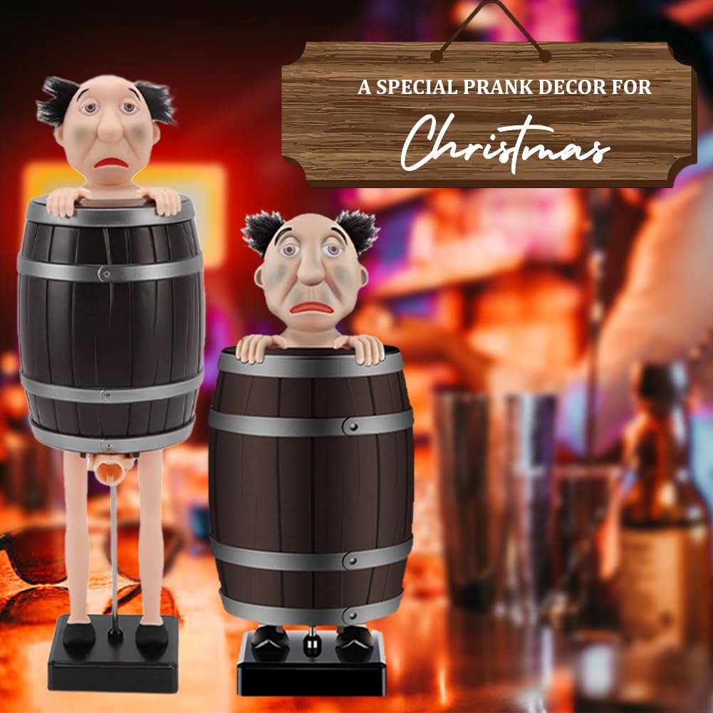 Dispensador divertido y peculiar, caja de broma Holr, S Claus in The Woon Barrel Box Figurin para fiesta de Chrias