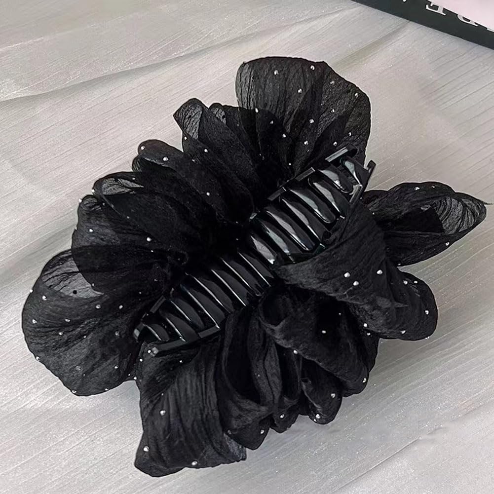 2 pinzas para el cabello de seda, de gasa, pinzas grandes con diamantes de imitación, lazos, pinzas para el cabello, barrtette, accesorios para el