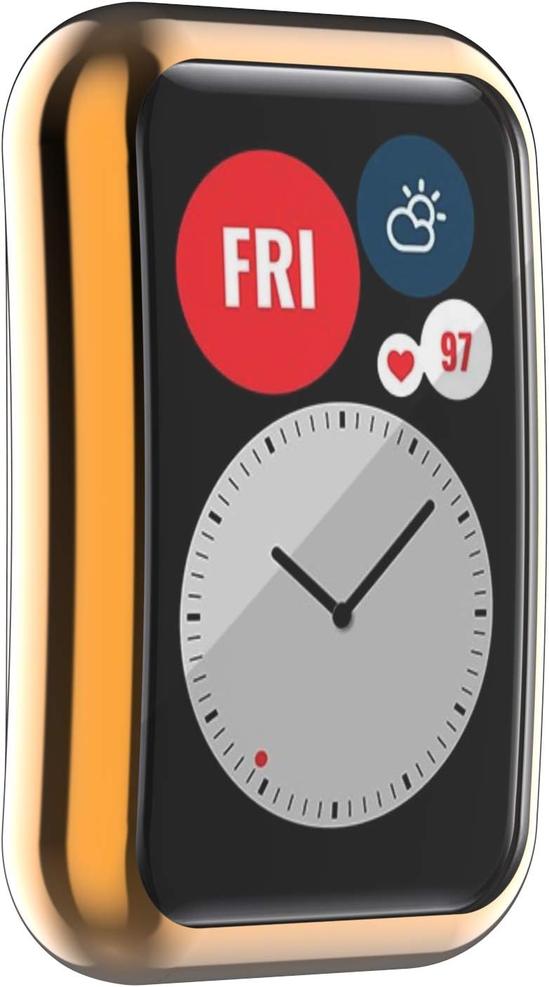 BabyValley Funda compatible con Huawei Watch Fit Case Full Coverage Protector de pantalla Bumper Shell para Watch Fit (oro rosa)