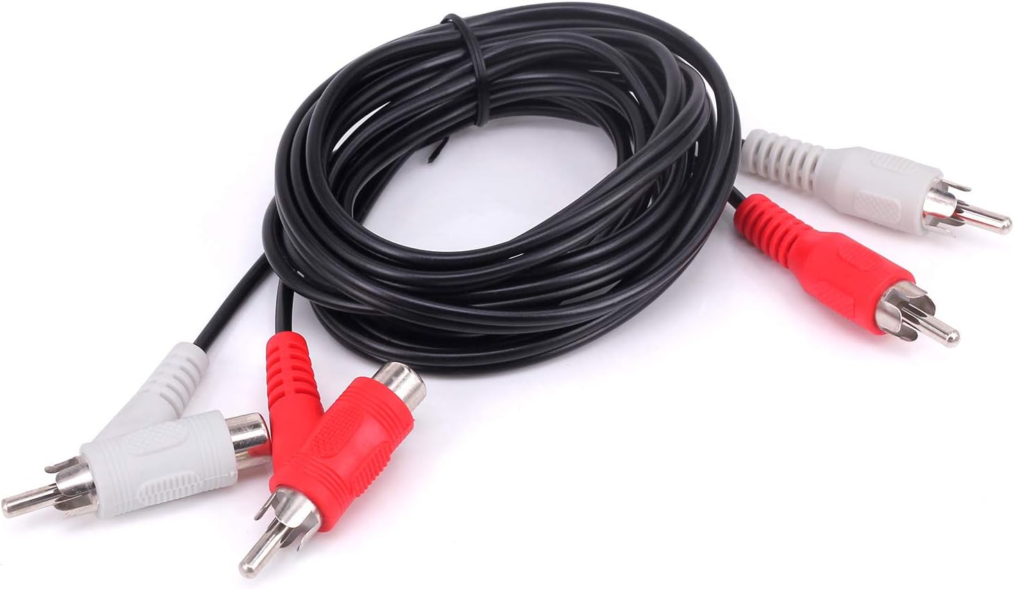Cable extensor de audio RCA Piggyback, 5 pies 2 RCA macho a 2 RCA macho + RCA hembra Piggyback extensión Audio Video AV cable adaptador