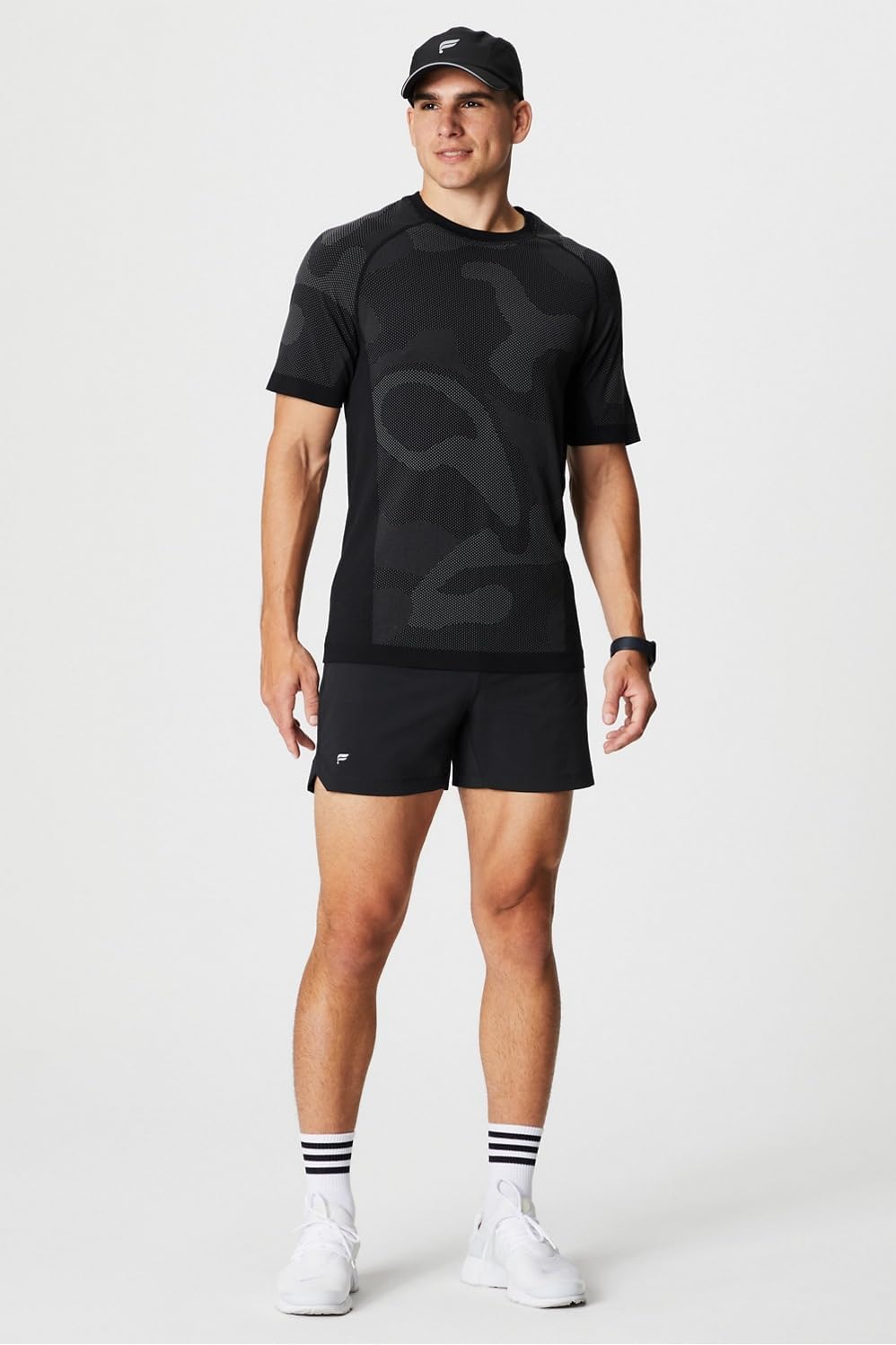 Fabletics Pantalón corto The One para hombre, entrenamiento, natación, ligero, de secado rápido, bolsillo con cremallera, tejido elástico