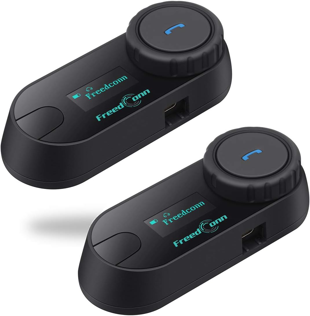 FreedConn – Sistema de comunicación para casco de motocicleta, intercomunicador Bluetooth TCOM-SC, 2 unidades, kit de comunicación de 2 vías
