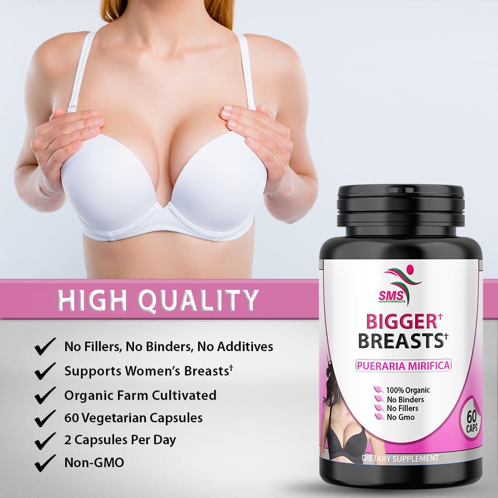 SMS Pueraria Mirifica Suplemento 500 mg Extracto de Raíz Polvo Veggie Cápsulas Promueve la Salud de la Mujer, Hierbas Naturales Orgánicas 60 Cápsulas