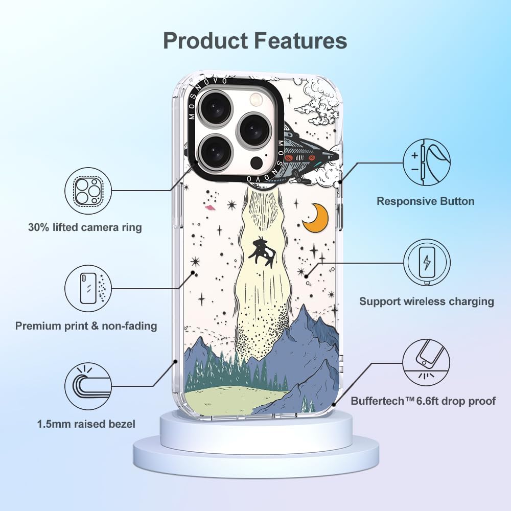 MOSNOVO Buffertech – Funda compatible con iPhone 15 Pro, impacto de caída de 6.6 pies, tecnología antidesprendimiento, funda transparente de