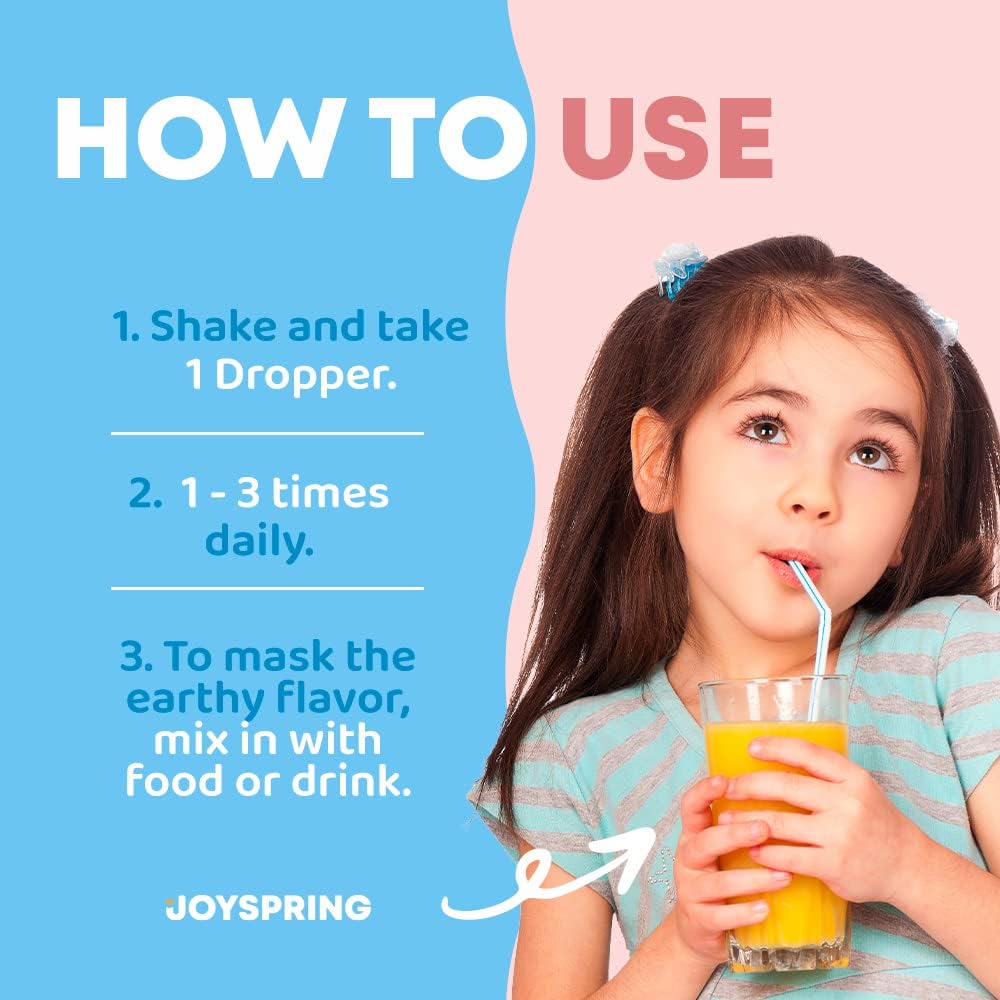 JoySpring Jarabe de saúco para refuerzo inmunológico, gotas orgánicas de enfoque y atención para niños y melatonina líquida para apoyar el sueño de