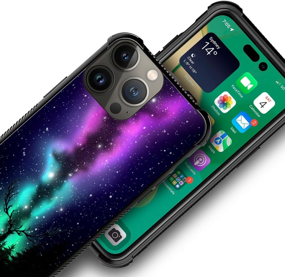 CARLOCA Funda compatible con iPhone 15, funda con diseño artístico de ciervo aurora boreal para iPhone 15, ultra protección, a prueba de golpes, de