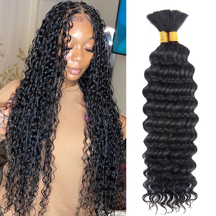 ZKSK Cabello humano ondulado profundo a granel para trenzar, sin trama, 3.53 oz (1 paquete – 2 paquetes), extensiones de cabello humano virgen