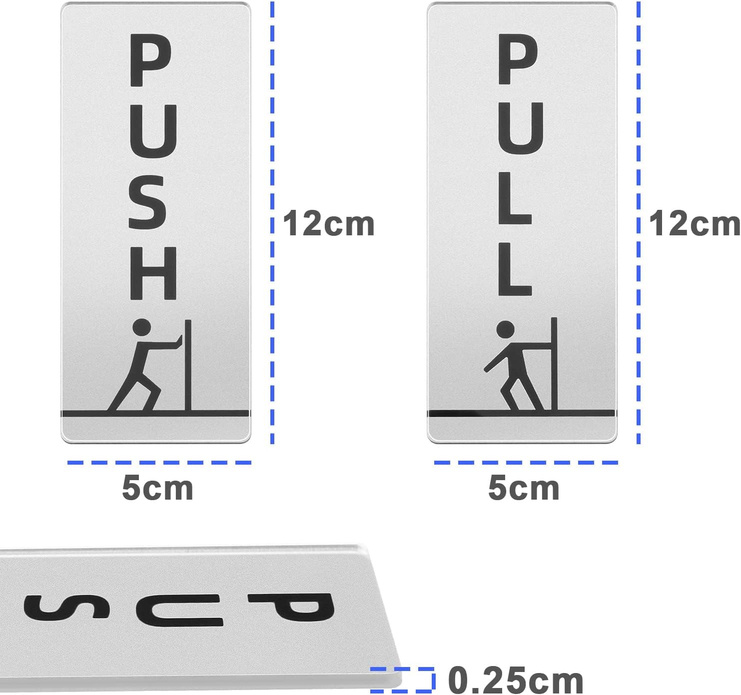 2 pares de letreros de puerta de acrílico para puerta, autoadhesivos, impermeables, estilo vertical para restaurante, bar, hotel, tienda de