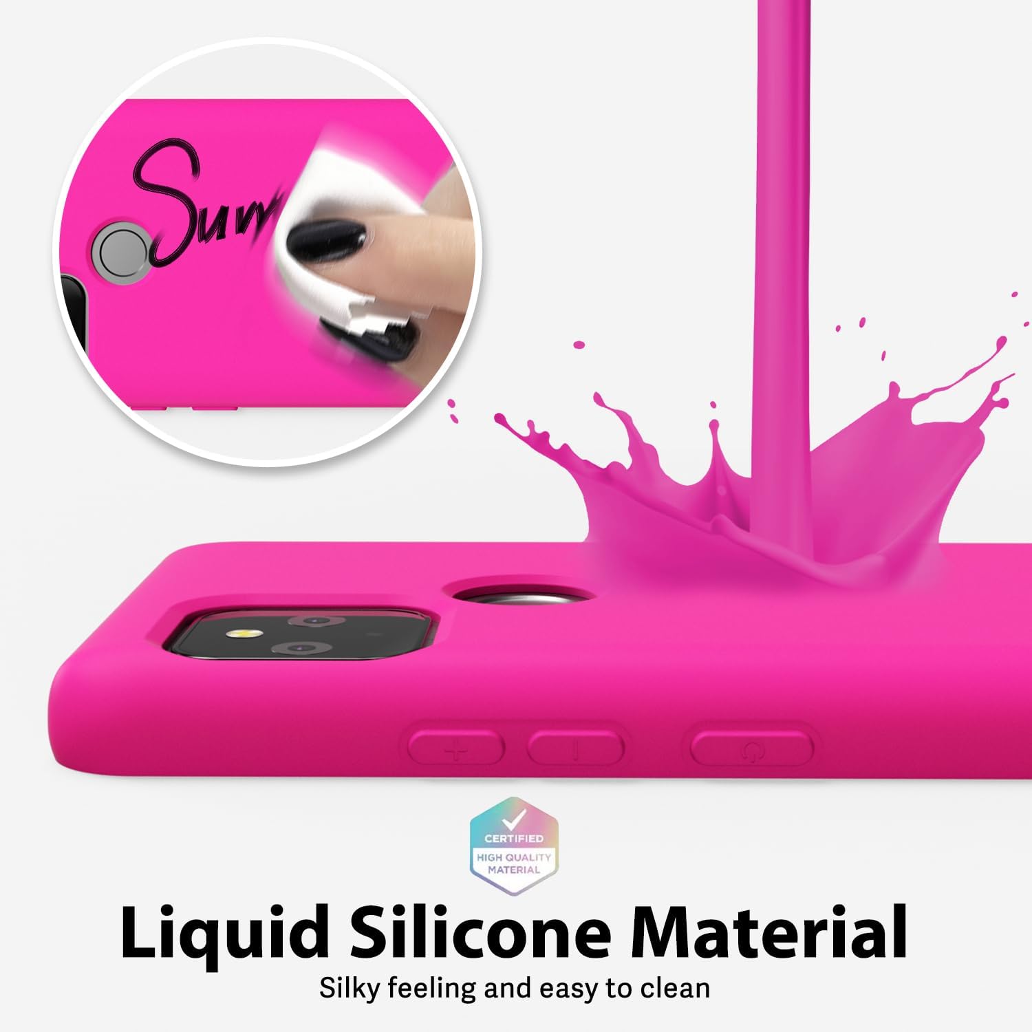 oakxco Funda para teléfono Google Pixel 5 de silicona líquida, color sólido brillante fluorescente, bonita funda protectora de TPU de goma suave