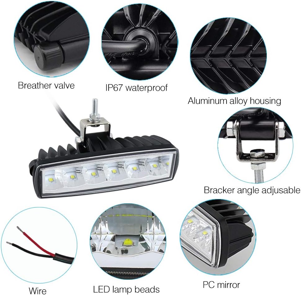 Luces LED de pesca de caza verdes, 2 piezas de 30 W, 6 pulgadas, impermeables, luces antiniebla, luces auxiliares, luces de conducción, barra para