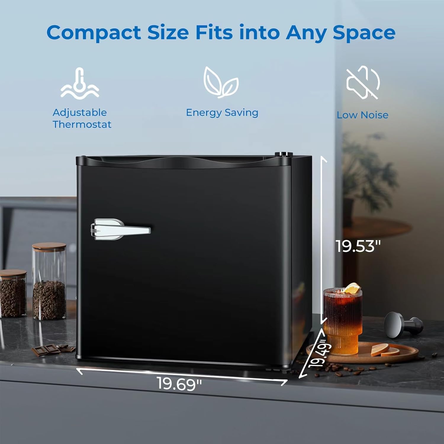 R.W.FLAME – Congelador compacto vertical de 1.2 pies cúbicos, independiente, con estante removible, una sola puerta, control de temperatura