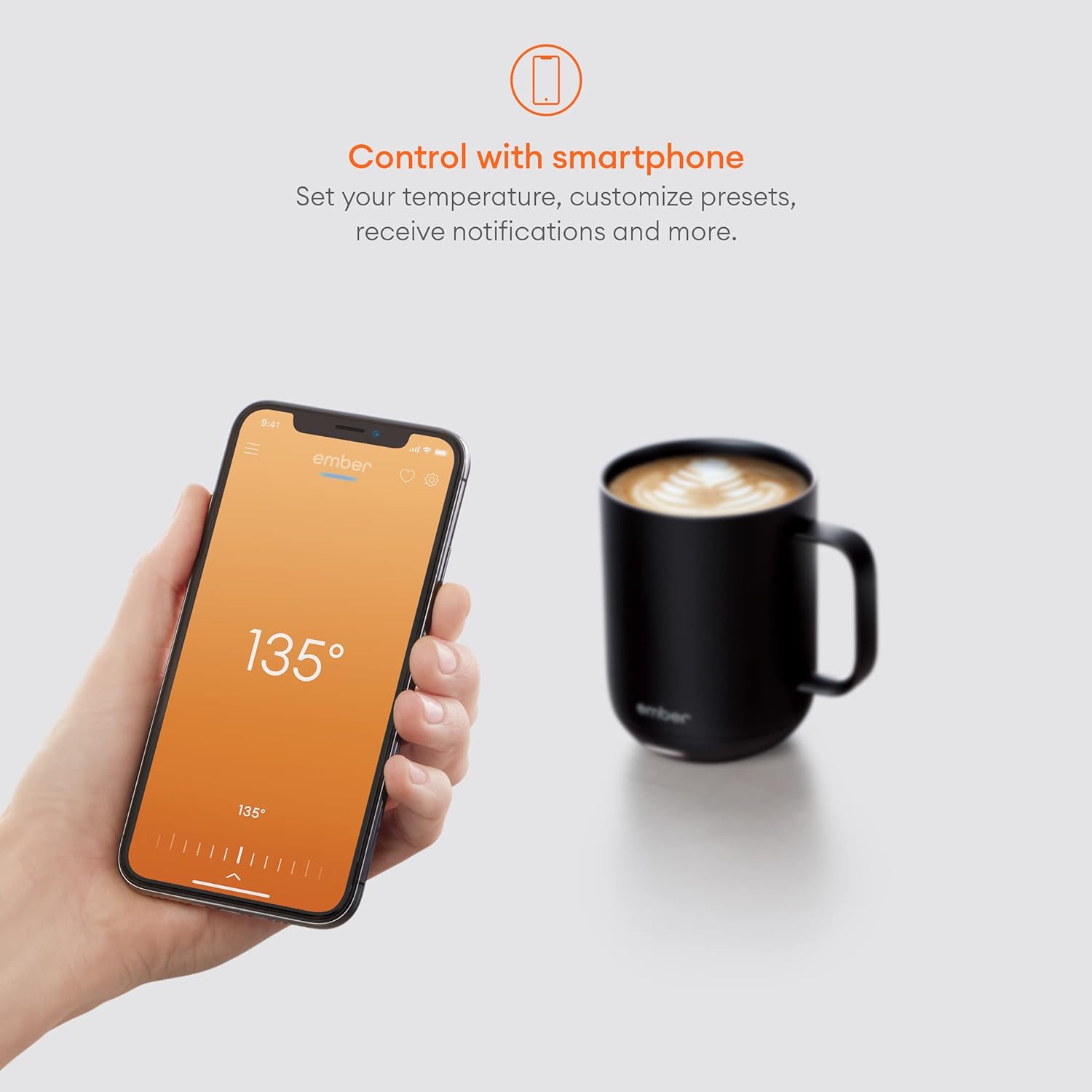 Ember – Taza inteligente con control de temperatura, 2, 10 onzas, oro rosa, duración de la batería de 1.5 horas, taza de café térmica controlada por