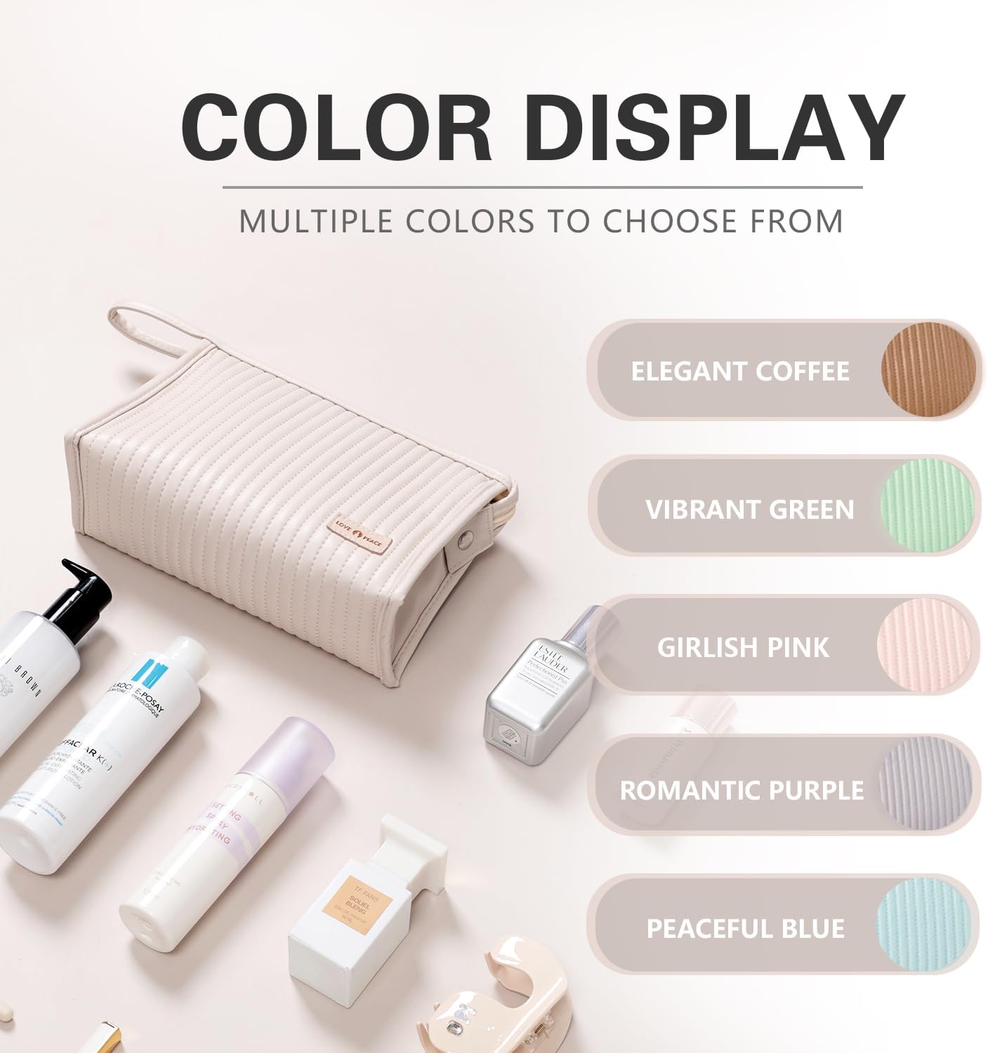Pequeña bolsa de maquillaje compacta de gran capacidad, lindas bolsas estéticas para cosméticos para viajes, organizador de artículos esenciales de