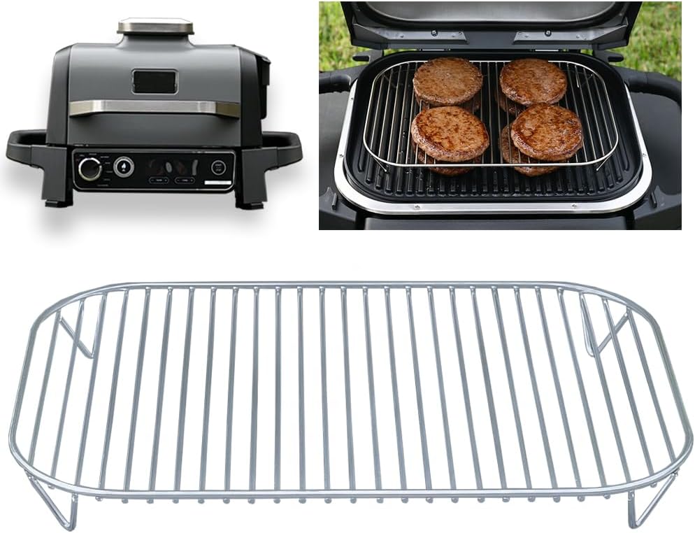 Estante de acero inoxidable para parrilla y ahumador Ninja Woodfire, OG701 OG751 7 en 1 Wood Fire Electric Master Grill Accesorios para freidora de