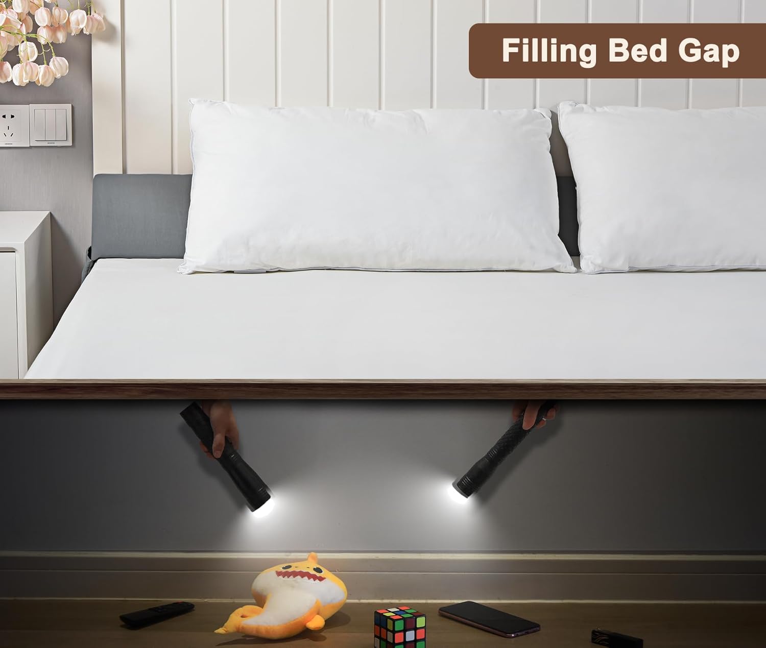 Vekkia Relleno de cuña para almohada de cama King para espacio de cabecera, relleno de espacio de cama  relleno de cuña para colchón, cierre de